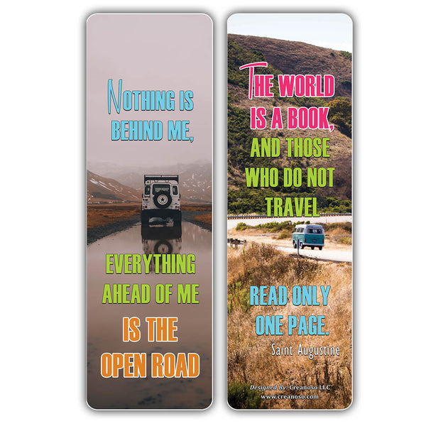 Creanoso Inspirational Sayings Land Travel Bookmarks - Great Giveaways for Travelers