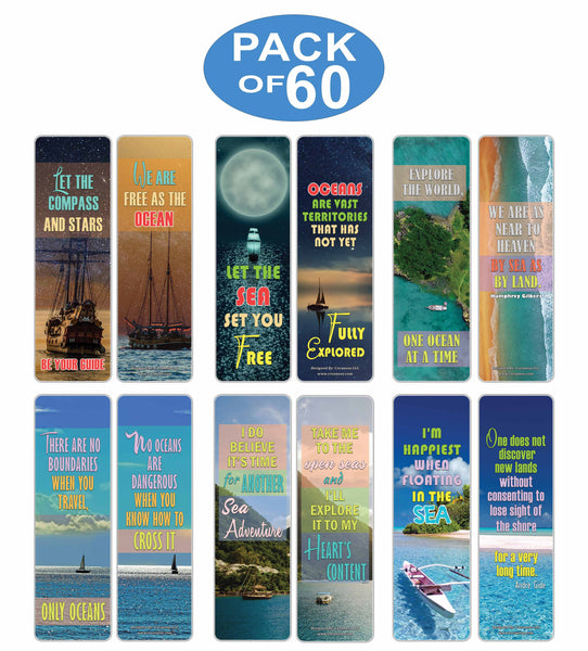 Creanoso Inspirational Sayings Travel by Sea Bookmarks - Great Giveaways for Travelers