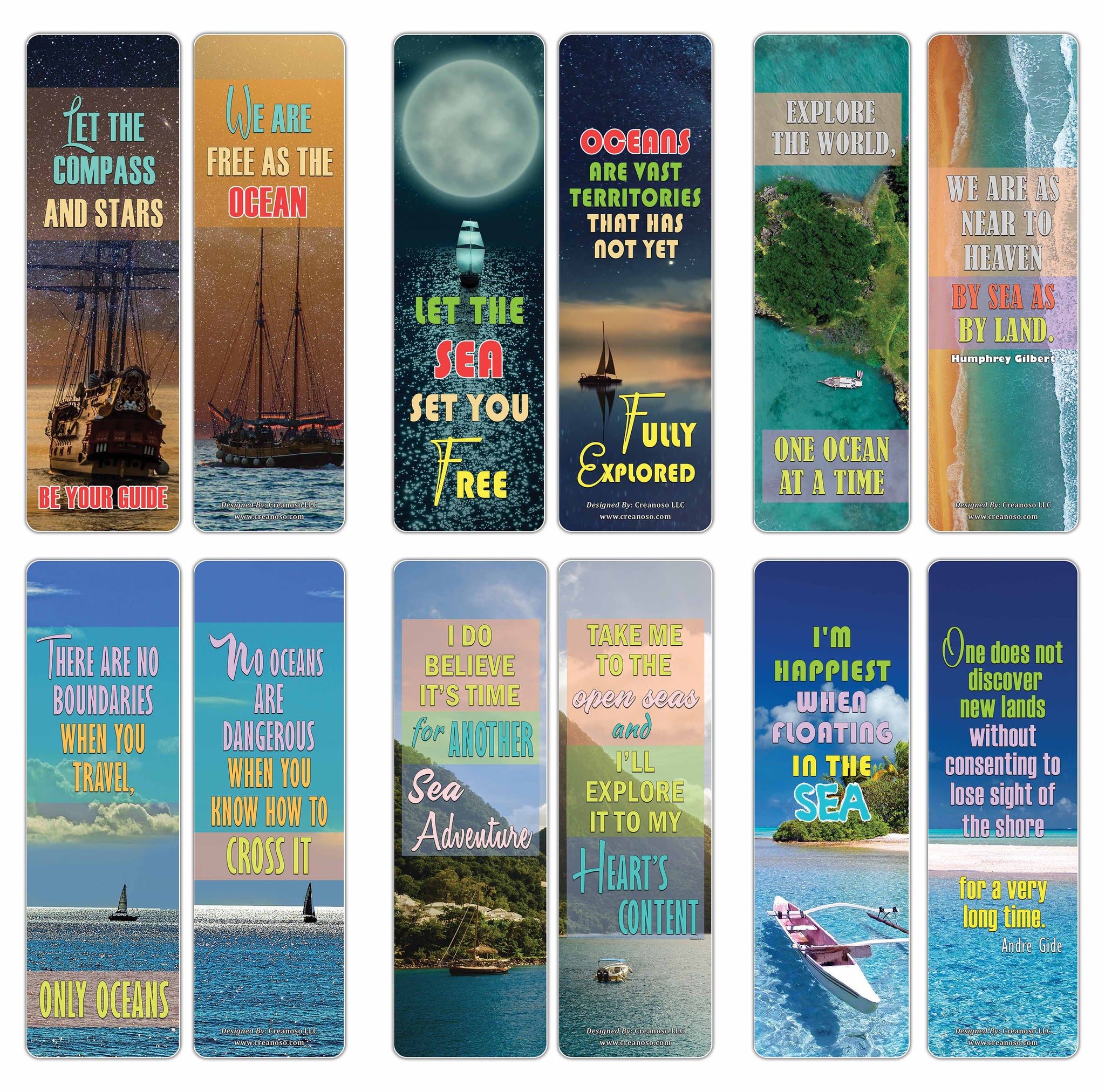 Creanoso Inspirational Sayings Travel by Sea Bookmarks - Great Giveaways for Travelers