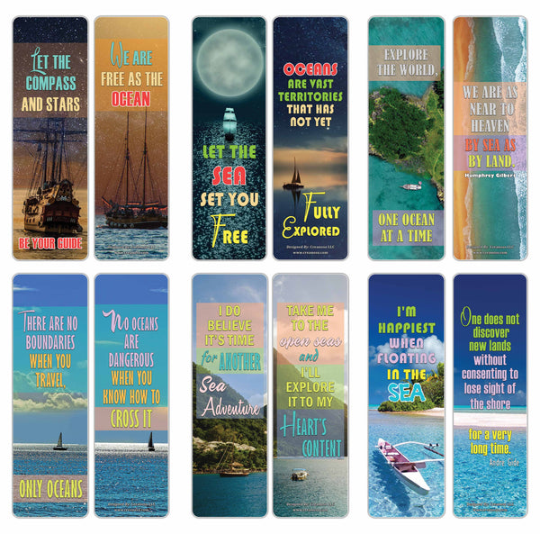 Creanoso Inspirational Sayings Travel by Sea Bookmarks - Great Giveaways for Travelers