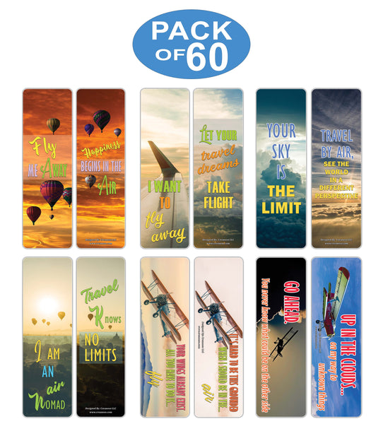 Creanoso Inspiring Travel by Air Sayings Bookmarks - Cool Gift Cards for Travelers