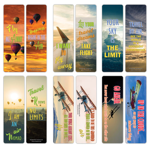 Creanoso Inspiring Travel by Air Sayings Bookmarks - Cool Gift Cards for Travelers