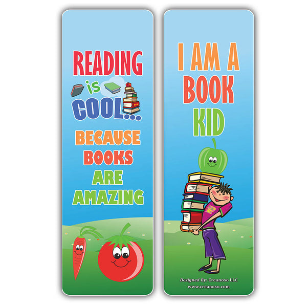 Creanoso Vegetables Reading is Cool Educational Bookmarks for Kids - Great Gift Giveaways for Children