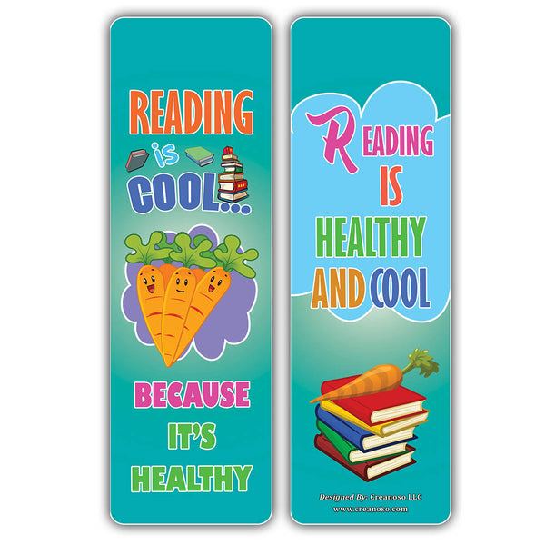 Creanoso Vegetables Reading is Cool Educational Bookmarks for Kids - Great Gift Giveaways for Children
