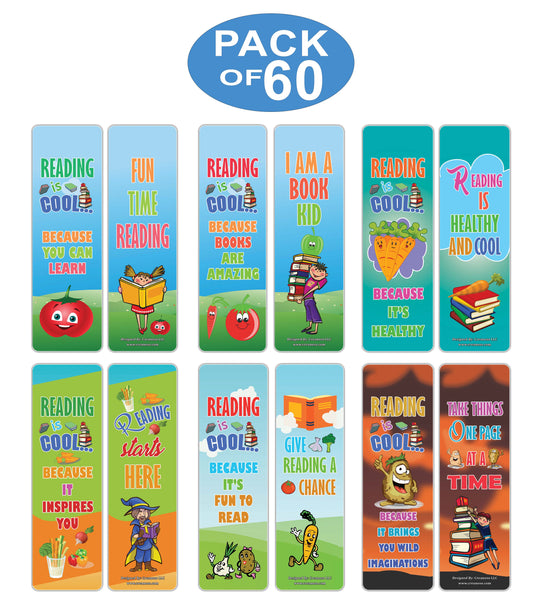 Creanoso Vegetables Reading is Cool Educational Bookmarks for Kids - Great Gift Giveaways for Children