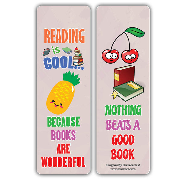Creanoso Cool Fruit Reading Sayings Bookmarks ÃƒÂ¢Ã¢â€šÂ¬Ã¢â‚¬Å“ Cool Gift Token for Kids, Boys and Girls