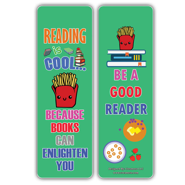 Creanoso Cool Various Foods Reading Sayings Bookmarks - Unique Giveaways for Children