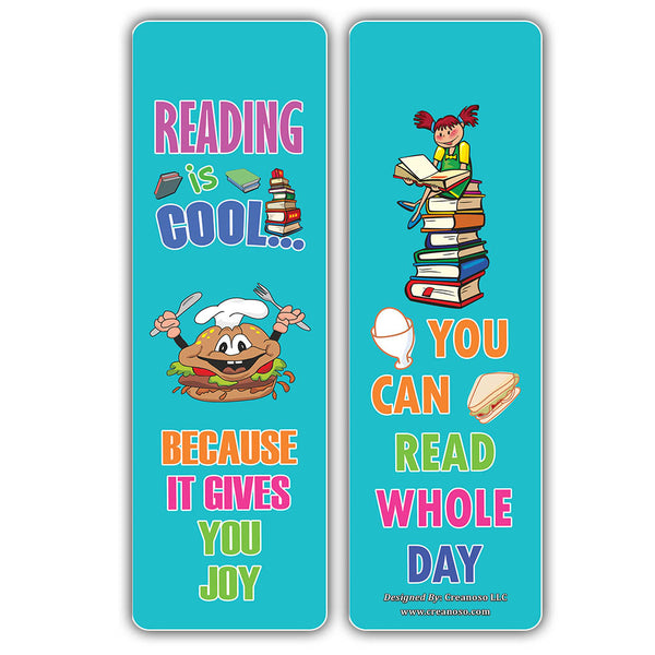 Creanoso Cool Various Foods Reading Sayings Bookmarks - Unique Giveaways for Children
