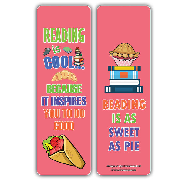 Creanoso Cool Various Foods Reading Sayings Bookmarks - Unique Giveaways for Children