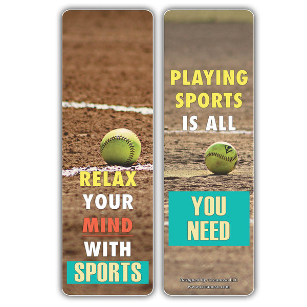 Creanoso Play Sports Relax the Mind Sayings Bookmarks - Great Gift Token Giveaways for Bookworms