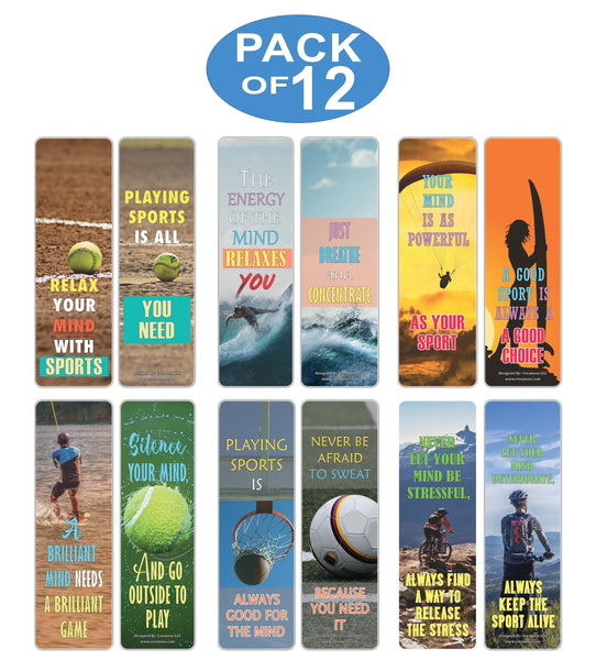 Creanoso Play Sports Relax the Mind Sayings Bookmarks - Great Gift Token Giveaways for Bookworms