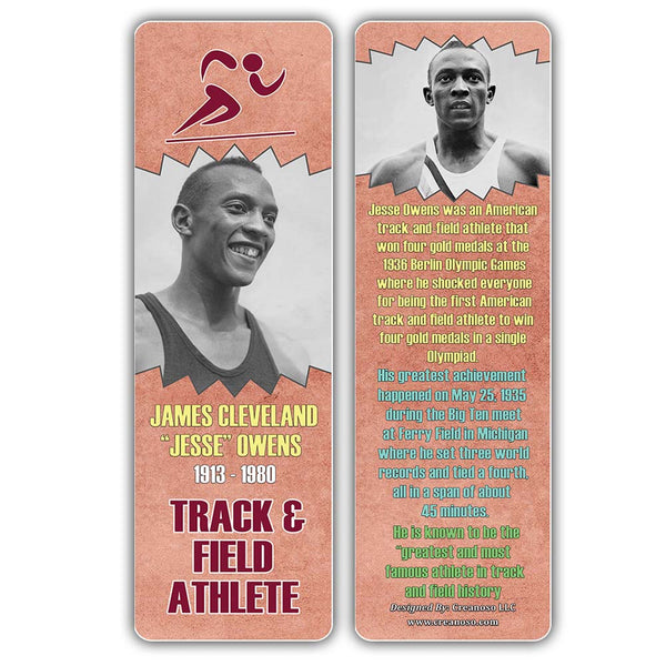 Creanoso Famous Historical Americans Athletes Facts Bookmarks ÃƒÂ¢Ã¢â€šÂ¬Ã¢â‚¬Å“ Learning Facts Rewards Cards