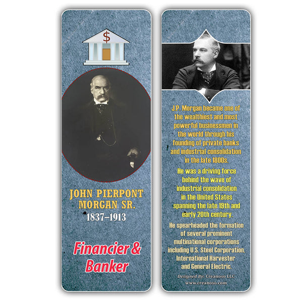Creanoso Famous Historical Americans Industrialists Facts Bookmarks - Cool Book Reading Rewards Gift Giveaways for Kids