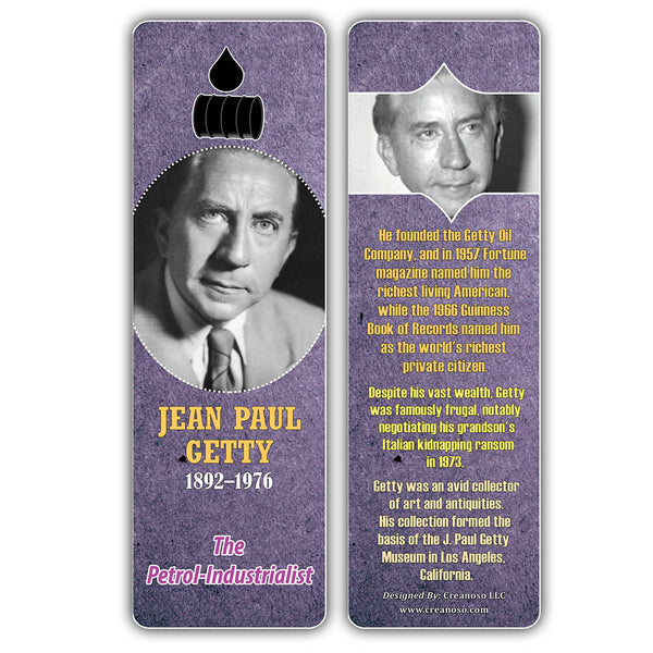 Creanoso Famous Historical Americans Industrialists Facts Bookmarks - Cool Book Reading Rewards Gift Giveaways for Kids