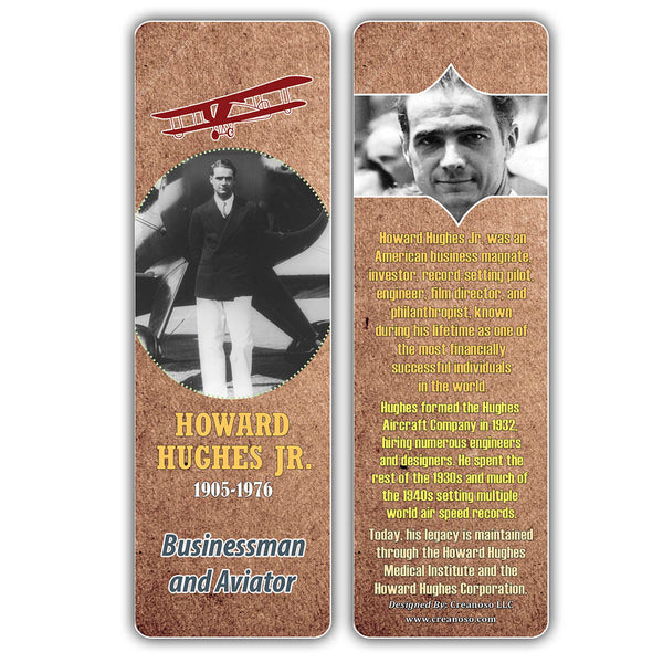 Creanoso Famous Historical Americans Industrialists Facts Bookmarks - Cool Book Reading Rewards Gift Giveaways for Kids