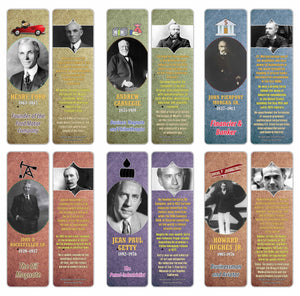 Creanoso Famous Historical Americans Industrialists Facts Bookmarks - Cool Book Reading Rewards Gift Giveaways for Kids