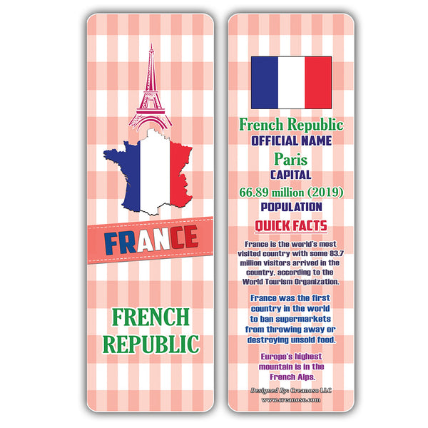 Creanoso European Countries Facts Bookmarks - Unique Stocking Stuffers Gifts for Kids