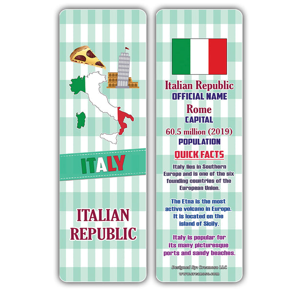 Creanoso European Countries Facts Bookmarks - Unique Stocking Stuffers Gifts for Kids