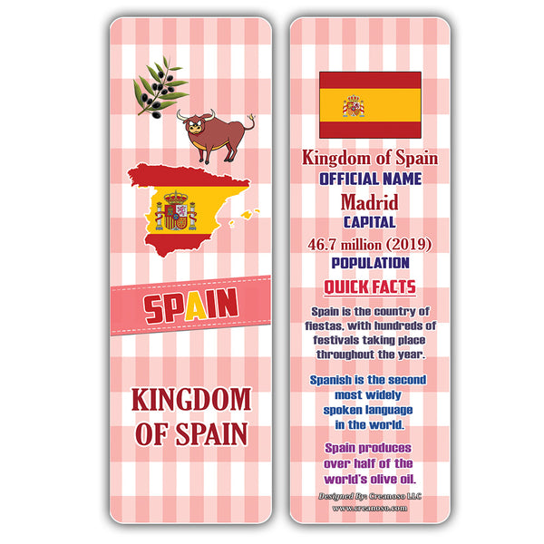 Creanoso European Countries Facts Bookmarks - Unique Stocking Stuffers Gifts for Kids