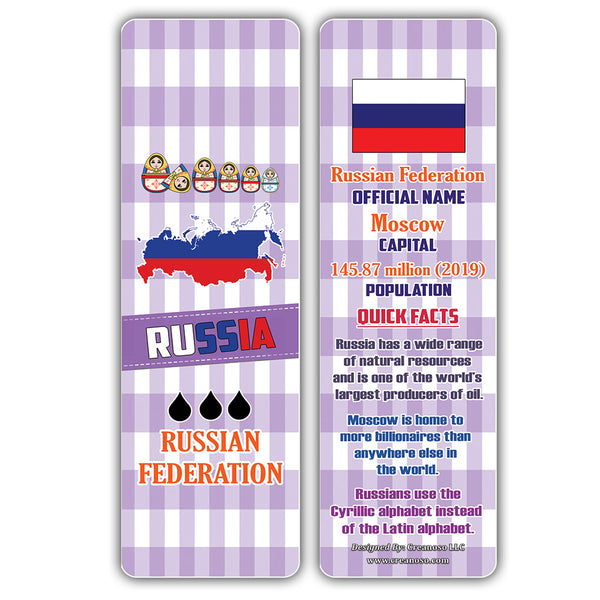 Creanoso European Countries Facts Bookmarks - Unique Stocking Stuffers Gifts for Kids