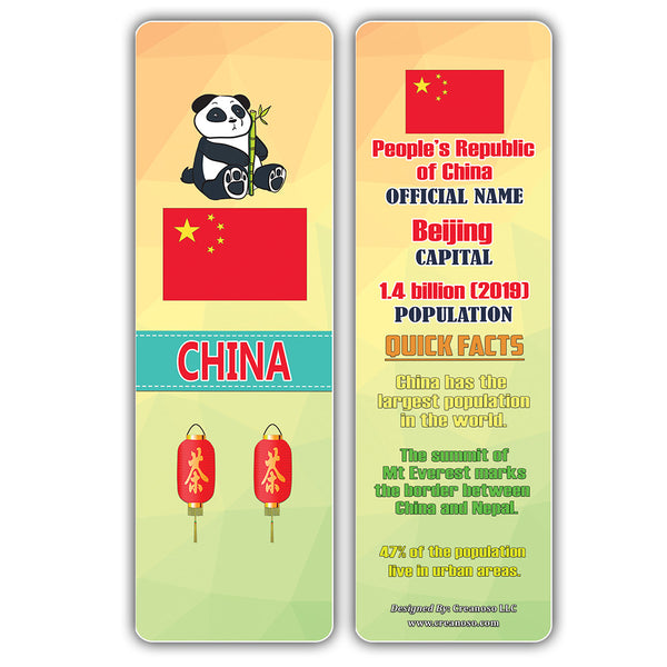Creanoso Asia & Pacific Countries Facts Bookmarks - Unique Stocking Stuffers Gifts for Kids