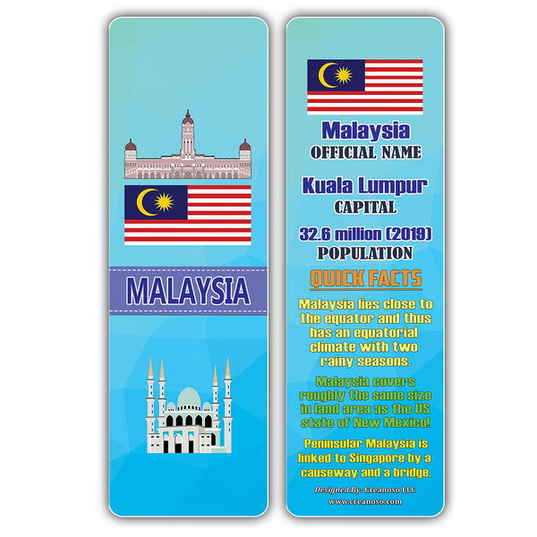 Creanoso Asia & Pacific Countries Facts Bookmarks - Unique Stocking Stuffers Gifts for Kids