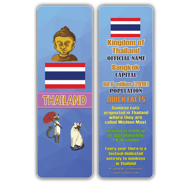 Creanoso Asia & Pacific Countries Facts Bookmarks - Unique Stocking Stuffers Gifts for Kids