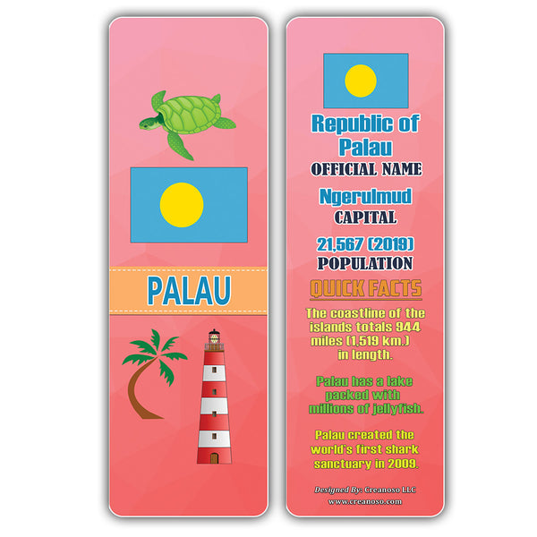 Creanoso Asia & Pacific Countries Facts Bookmarks - Unique Stocking Stuffers Gifts for Kids