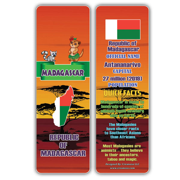 Creanoso African Countries Facts Bookmarks - Unique Stocking Stuffers Gifts for Kids