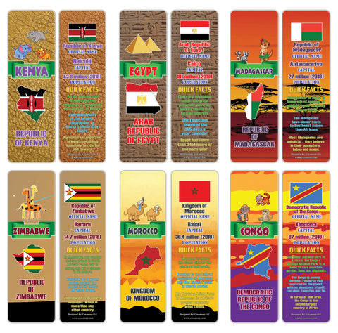 Creanoso African Countries Facts Bookmarks - Unique Stocking Stuffers Gifts for Kids