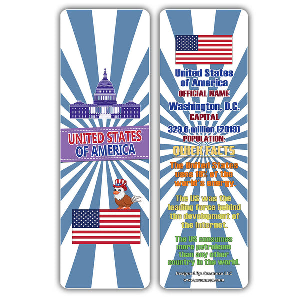 Creanoso The Americas Countries Facts Bookmarks - Unique Stocking Stuffers Gifts for Kids