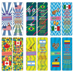 Creanoso The Americas Countries Facts Bookmarks - Unique Stocking Stuffers Gifts for Kids