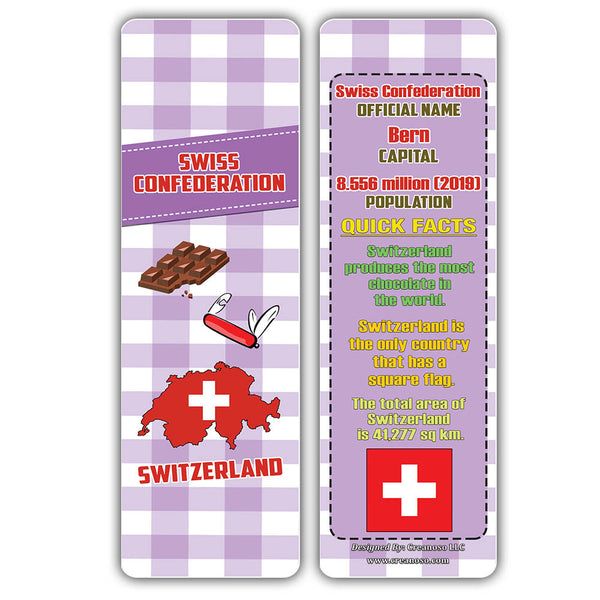 Creanoso Educational Facts European Countries Learning Bookmarks Series 2 - Stocking Stuffers Gifts for Boys and Girls