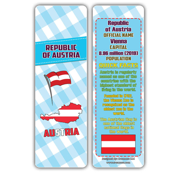 Creanoso Educational Facts European Countries Learning Bookmarks Series 2 - Stocking Stuffers Gifts for Boys and Girls
