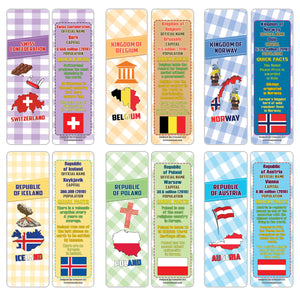 Creanoso Educational Facts European Countries Learning Bookmarks Series 2 - Stocking Stuffers Gifts for Boys and Girls