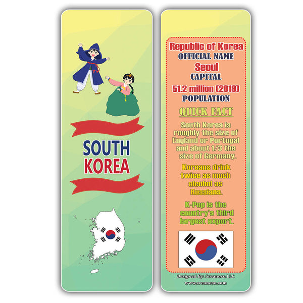 Creanoso Asia & Pacific Countries Facts Series 2 Bookmarks for KidsÃƒÂ¢Ã¢â€šÂ¬Ã¢â‚¬Å“ Unique Teacher Stocking Stuffer Gifts