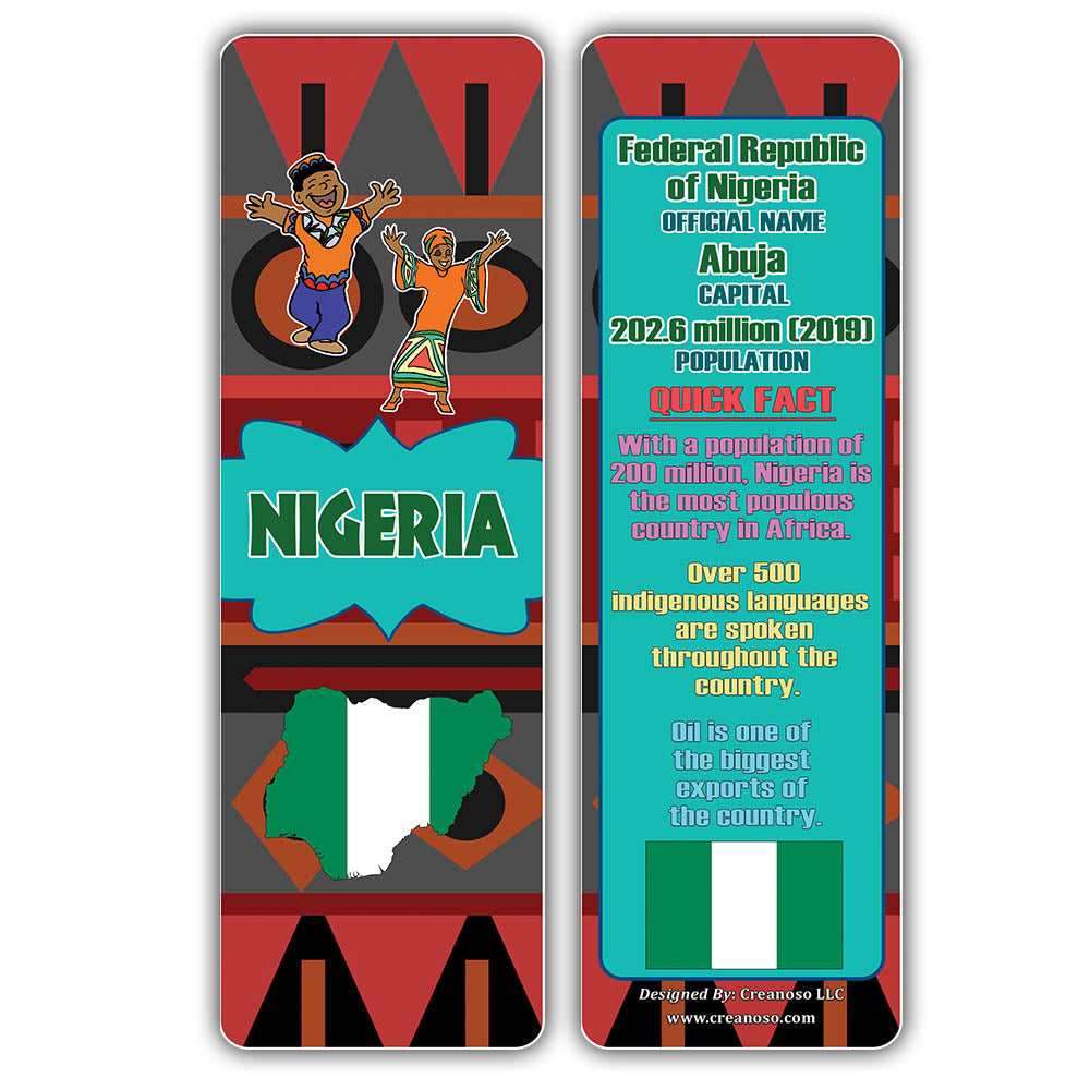 Creanoso African Countries Facts Series 2 Bookmarks for Kids - Cool Gi