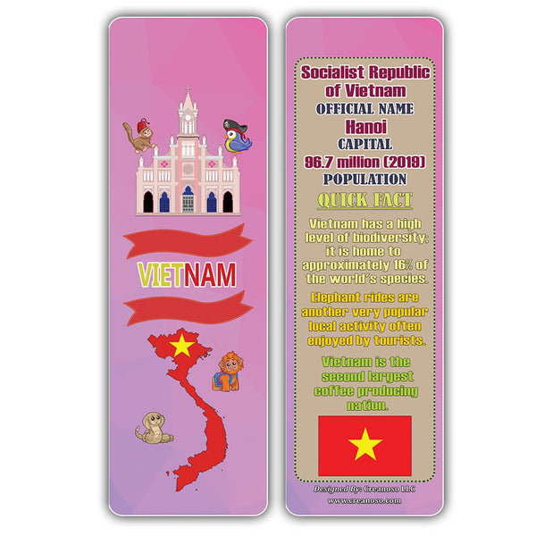 Creanoso Asia & Pacific Countries Facts Series 2 Bookmarks for KidsÃƒÂ¢Ã¢â€šÂ¬Ã¢â‚¬Å“ Unique Teacher Stocking Stuffer Gifts