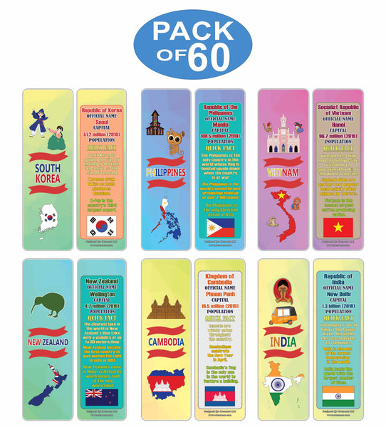 Creanoso Asia & Pacific Countries Facts Series 2 Bookmarks for KidsÃƒÂ¢Ã¢â€šÂ¬Ã¢â‚¬Å“ Unique Teacher Stocking Stuffer Gifts