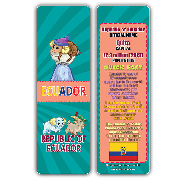 Creanoso The Americas Countries Facts Series 2 Bookmarks - Unique Stocking Stuffers Gifts for Boys and Girls