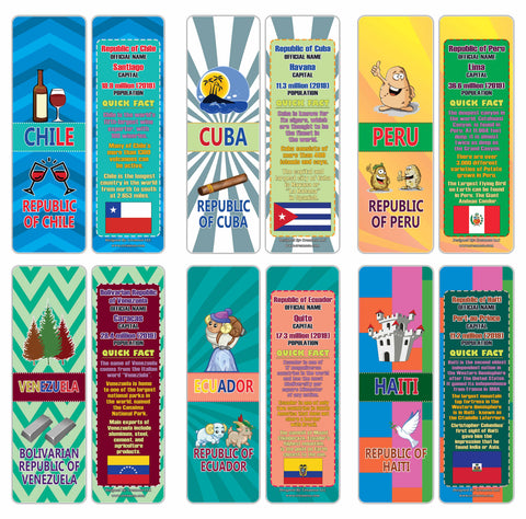 Creanoso The Americas Countries Facts Series 2 Bookmarks - Unique Stocking Stuffers Gifts for Boys and Girls