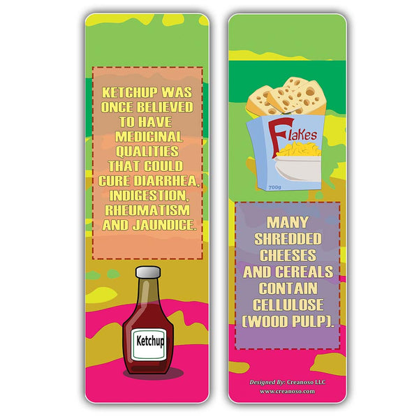 Creanoso Fun Facts About Foods Bookmarks - Unique Stocking Stuffers Gifts for Boys & Girls