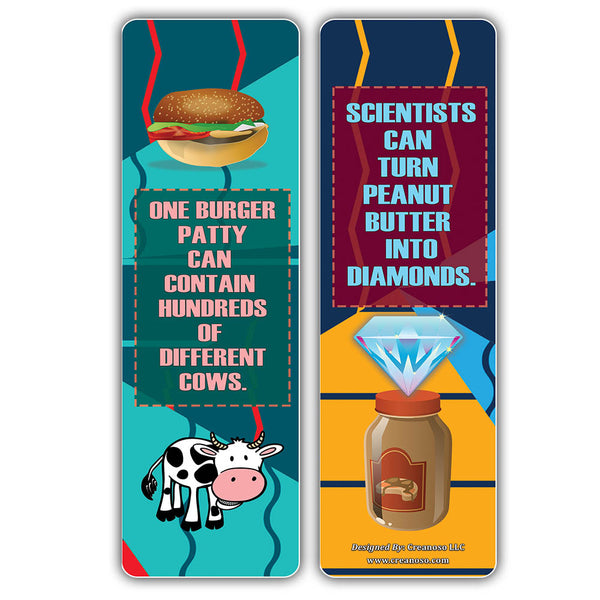 Creanoso Fun Facts About Foods Bookmarks - Unique Stocking Stuffers Gifts for Boys & Girls