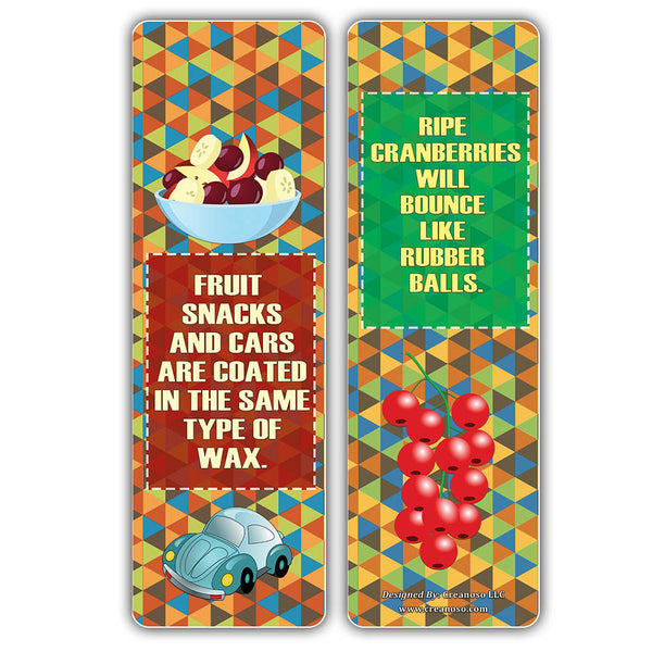 Creanoso Fun Facts About Foods Bookmarks - Unique Stocking Stuffers Gifts for Boys & Girls