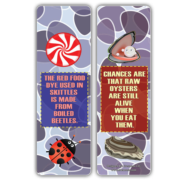 Creanoso Fun Facts About Foods Bookmarks - Unique Stocking Stuffers Gifts for Boys & Girls