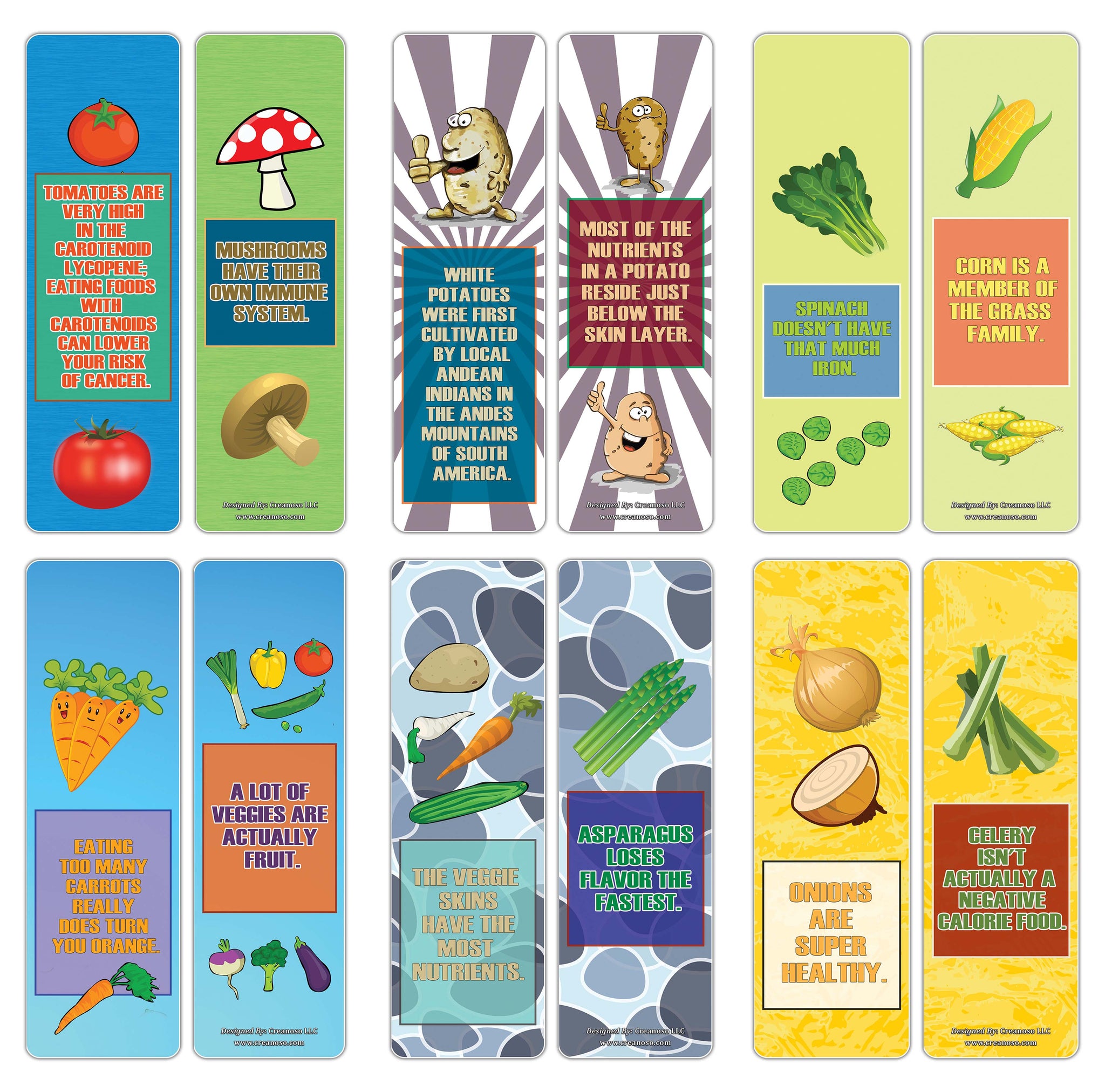 Creanoso Fun Facts About Vegetables Bookmarks ÃƒÂ¢Ã¢â€šÂ¬Ã¢â‚¬Å“ Unique Stocking Stuffers Gifts for Boys, Girls, Teens