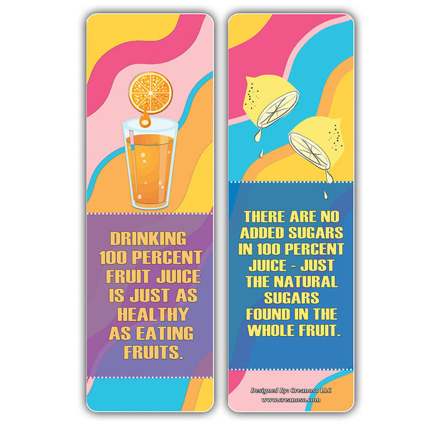 Creanoso Educational Facts About Fruit Juices Bookmarks ÃƒÂ¢Ã¢â€šÂ¬Ã¢â‚¬Å“ Unique Stocking Stuffers Gifts for Boys & Girls