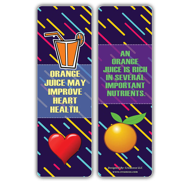 Creanoso Educational Facts About Fruit Juices Bookmarks ÃƒÂ¢Ã¢â€šÂ¬Ã¢â‚¬Å“ Unique Stocking Stuffers Gifts for Boys & Girls