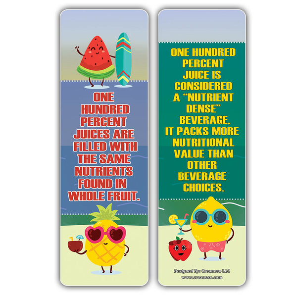 Creanoso Educational Facts About Fruit Juices Bookmarks ÃƒÂ¢Ã¢â€šÂ¬Ã¢â‚¬Å“ Unique Stocking Stuffers Gifts for Boys & Girls