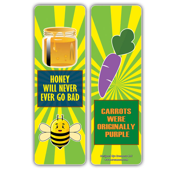 Creanoso Food Facts Bookmarks for Kids Series 2 ÃƒÂ¢Ã¢â€šÂ¬Ã¢â‚¬Å“ Six Assorted Quality Bookmarker Cards